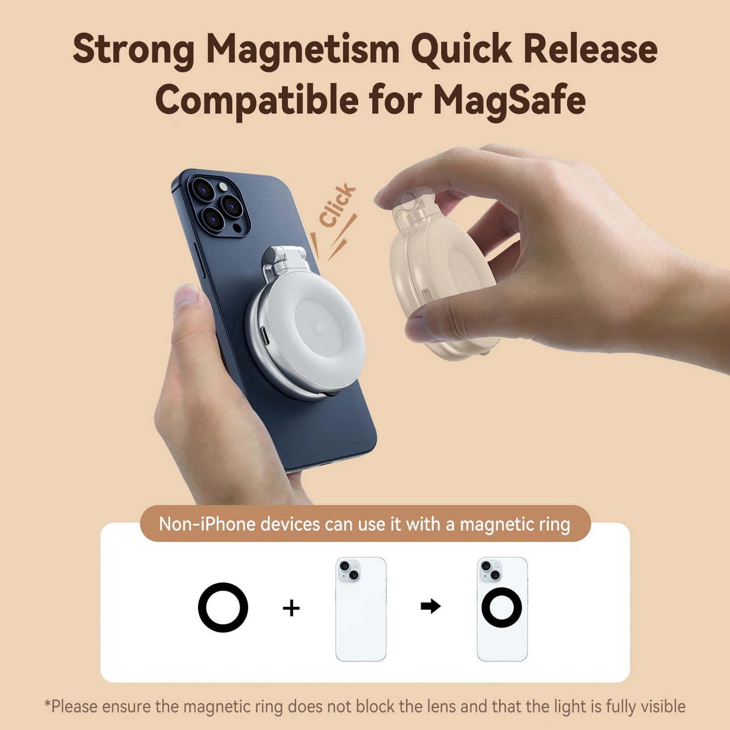 Illuminate Your Selfies: The Magnetic Mini Selfie Light with 3 Adjustable Brightness Modes for Stunning Smartphone Photography
