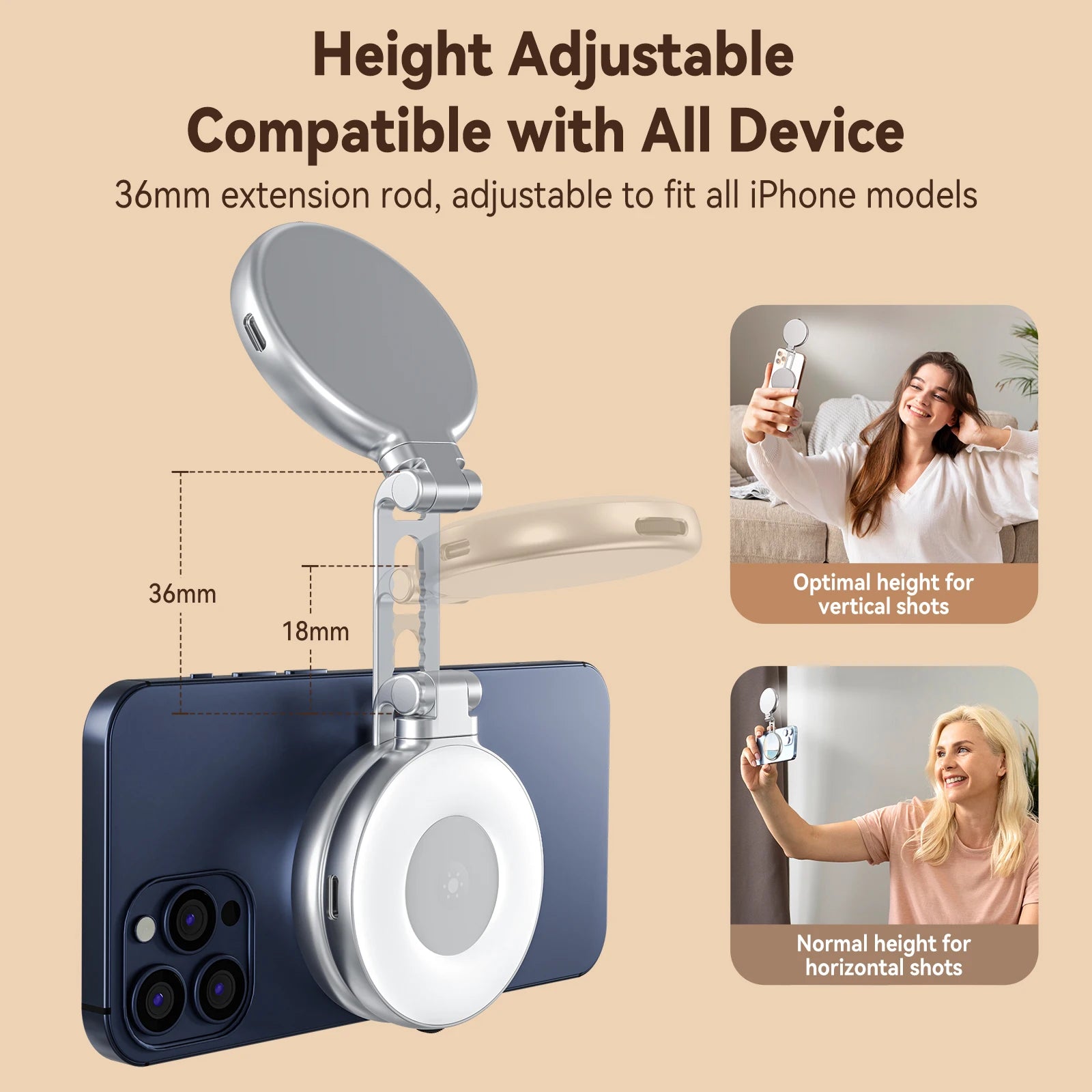Illuminate Your Selfies: The Magnetic Mini Selfie Light with 3 Adjustable Brightness Modes for Stunning Smartphone Photography
