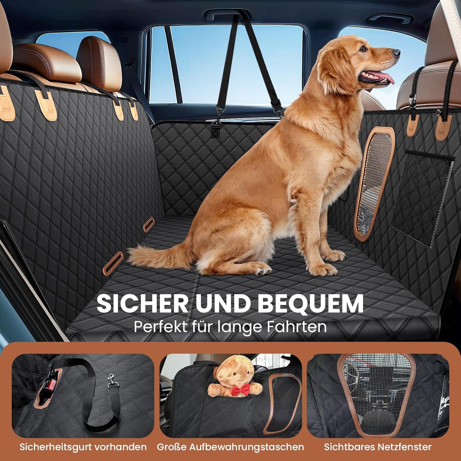 2026 Upgraded Heavy-Duty Dog Car Seat Cover Suitable for SUV | Waterproof, Scratch-Proof & Non-Slip 600D Hammock with Honeycomb Base, Load up to 250Kg (600 Lbs), Vehicle Seat Protector