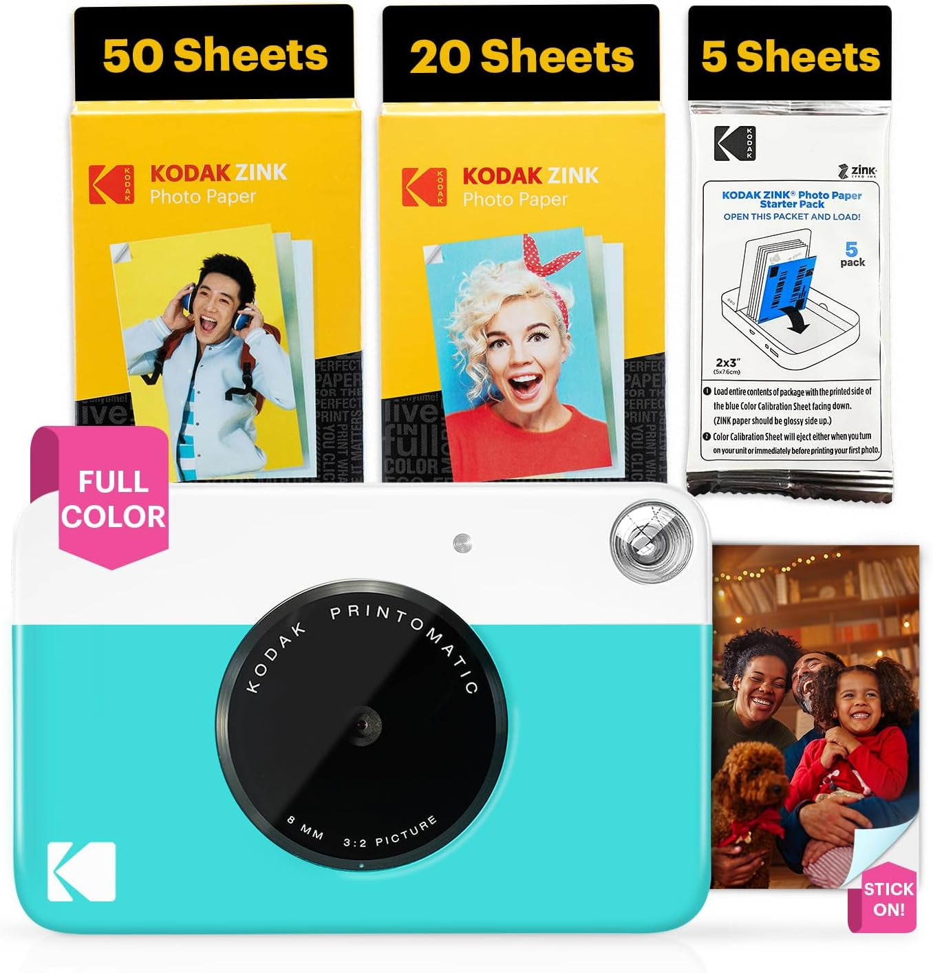 Printomatic Instant Print Digital Camera - Full-Color 2x3" Sticky-Back Photos - 5MP, Portable and Creative Gift for Birthdays, Christmas, and Holidays - Pink