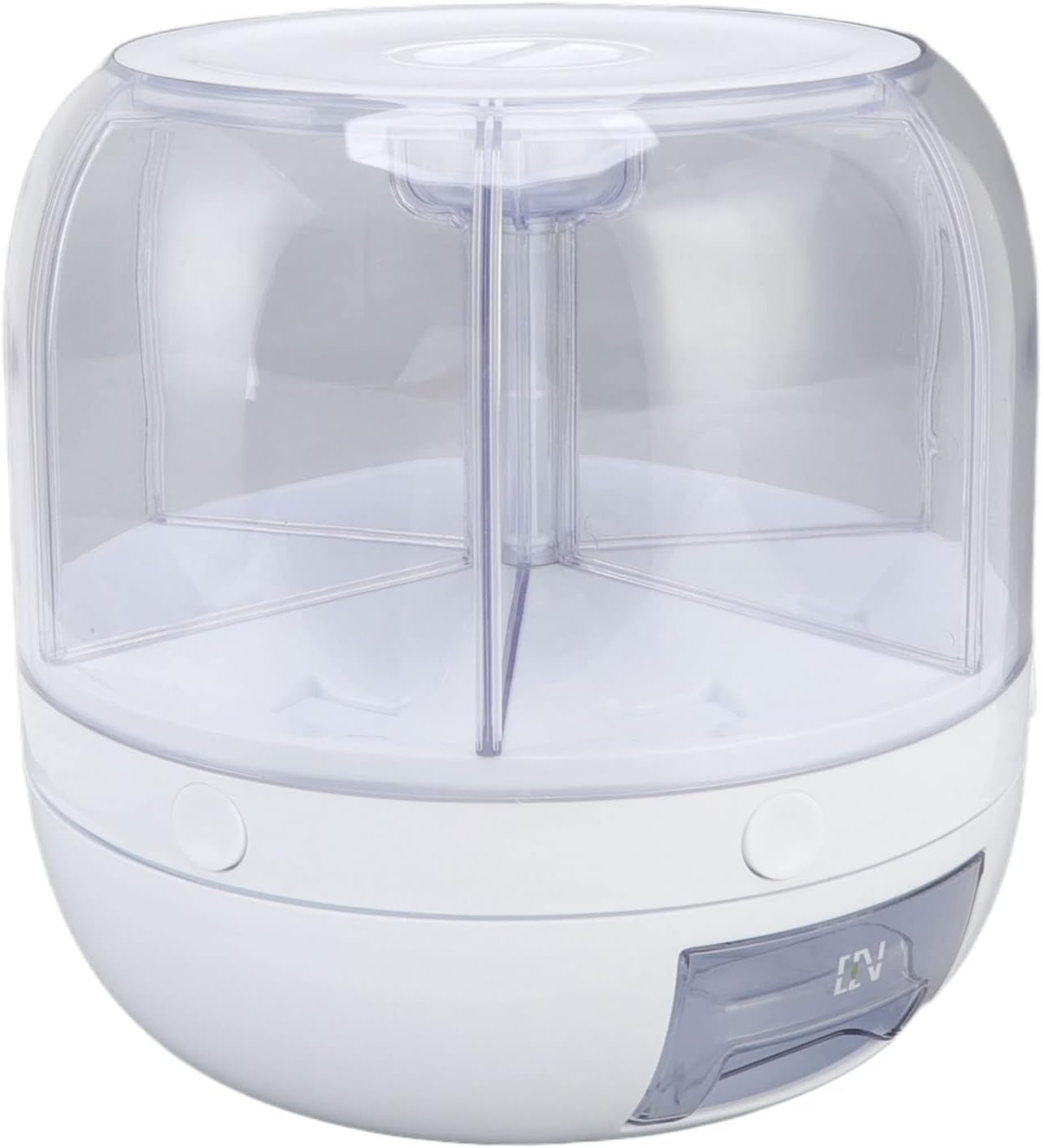 6-Compartment Rotating Rice and Grain Storage Container, 360° Dry Food Dispenser with Lid, 5Kg Capacity for Home Kitchen Use