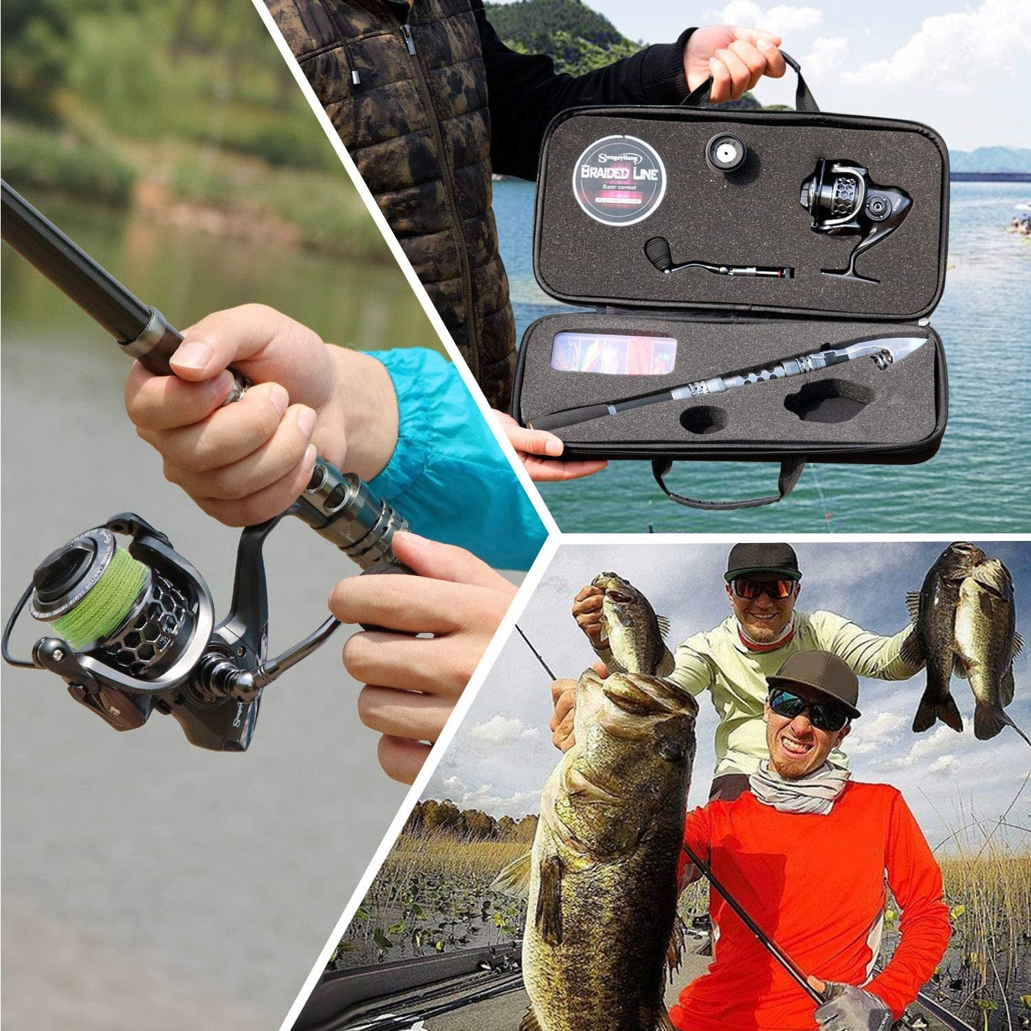 Telescopic Fishing Rod and Spinning Reel Set with Travel Case for Saltwater and Freshwater Angling