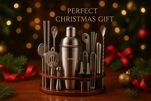 ASa perfect Chridtmas gift;VAVSEA Cocktail Shaker Set with Rotatable Stand, Mixology Bartender Kit Bar Tool Set for Drink Mixing Home Lounge Party Bar Accessories with Straws & Spoon, Silver, 19pcs
