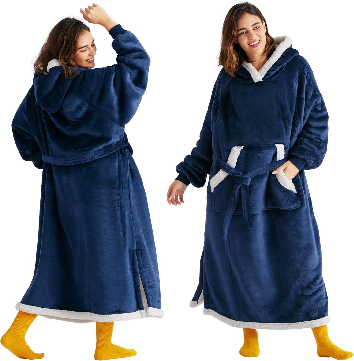 Wearable Blanket Hoodie, Cozy Long Hooded Blanket Sweatshirt as Mothers Day Hoodie Gifts for Mom Women, Standard, Black