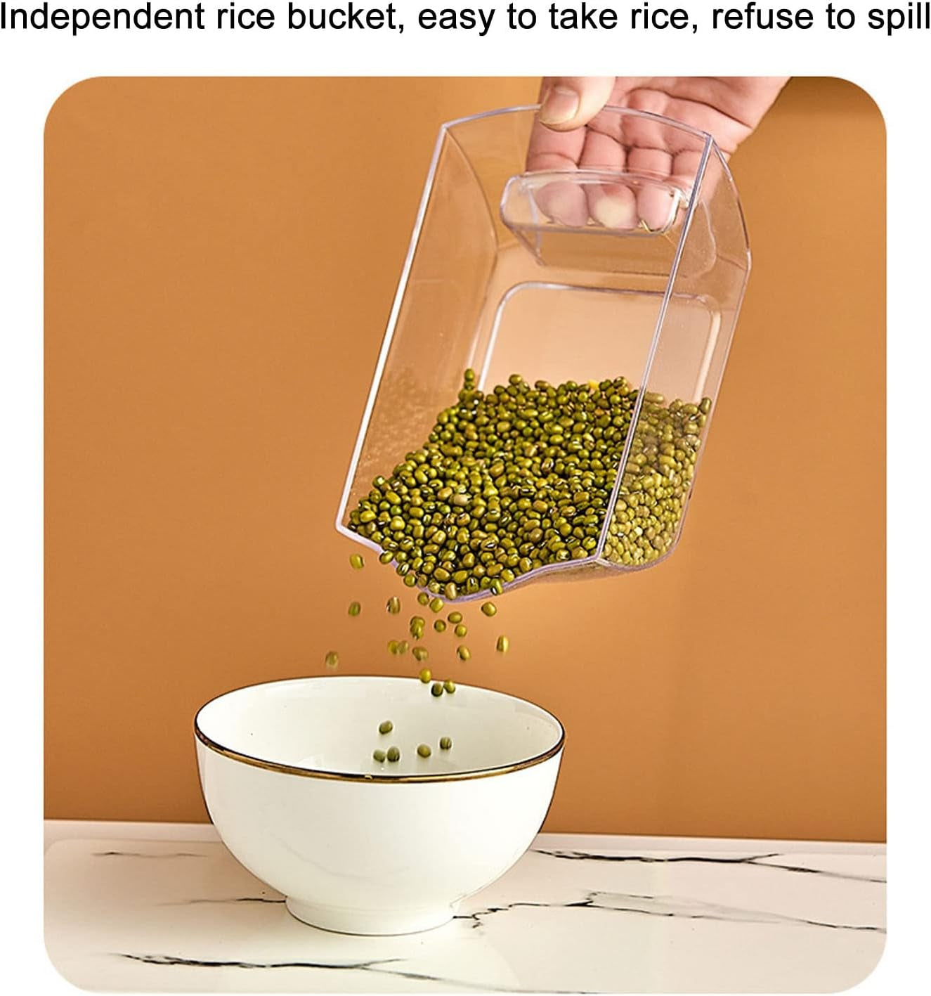 6-Compartment Rotating Rice and Grain Storage Container, 360° Dry Food Dispenser with Lid, 5Kg Capacity for Home Kitchen Use