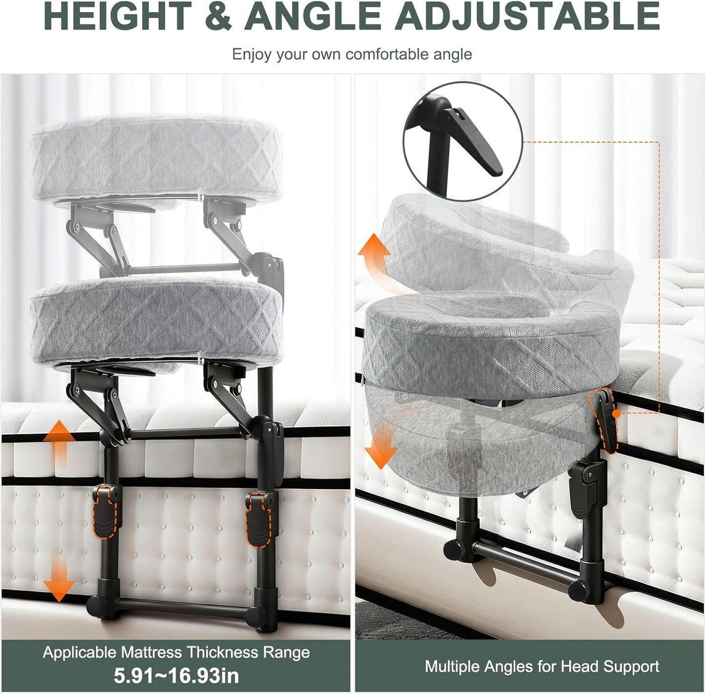 Adjustable Massage Headrest and Face Cushion Support for Bed, Portable Kit for Post-Surgery Recovery and Relaxation