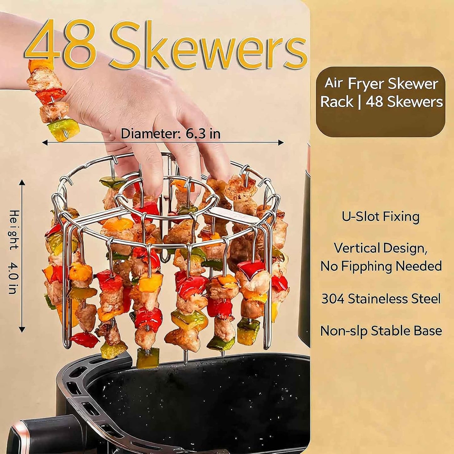 Transform Your Grilling Game with the Ultimate Air Fryer Grill Rack – Includes 48 Skewers for Perfectly Cooked Kabobs and More!