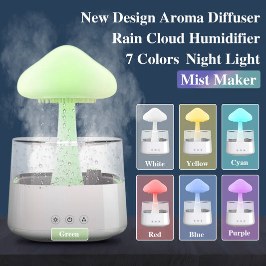 Dual Function Cloud Humidifier with Aroma Oil Dispenser & Soft Glow Night Light Mushroom Design