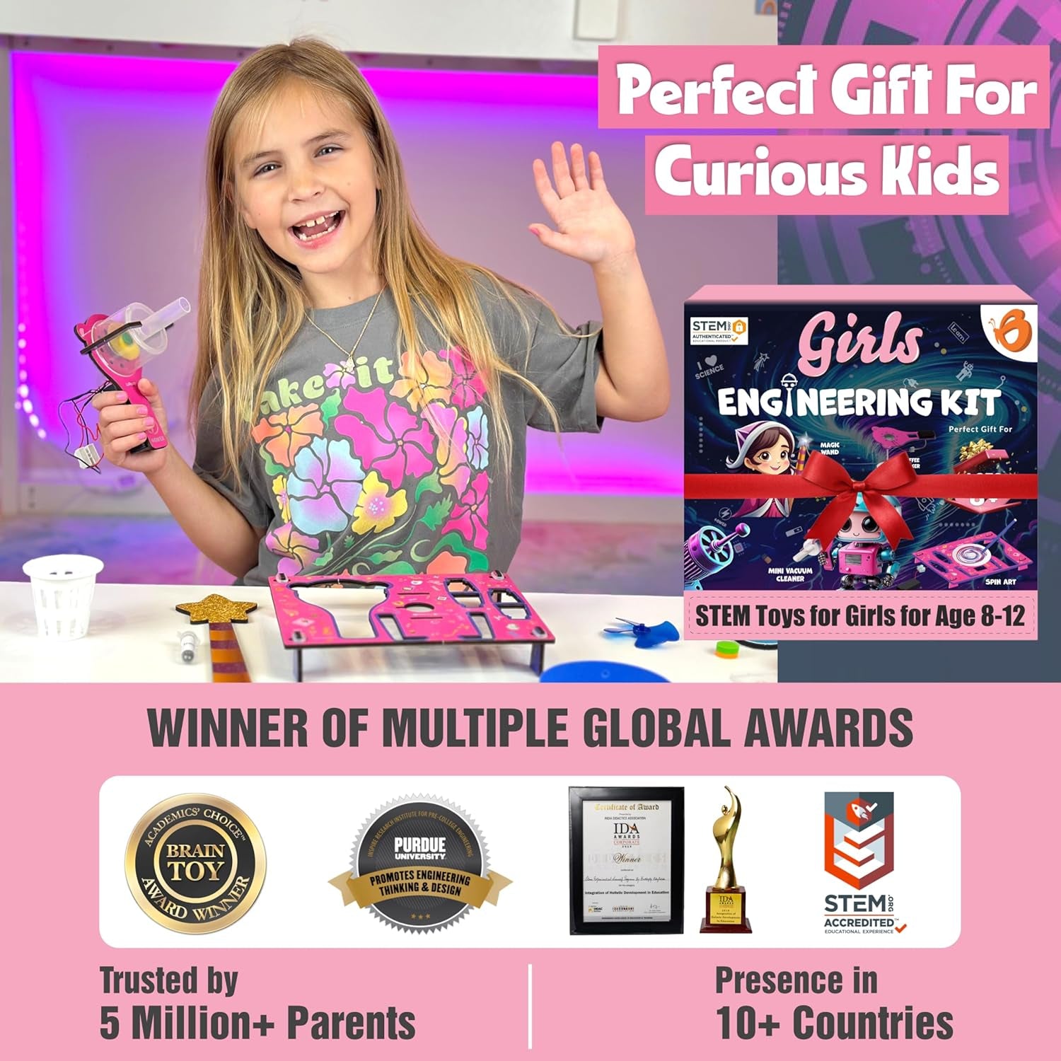 100+ STEM Projects | Girls Mini Engineering Kit for Ages 8 10 12 15 Years | Ultimate DIY Science Experiments for Kids | Educational Engineering Toys Best Birthday Gift Idea