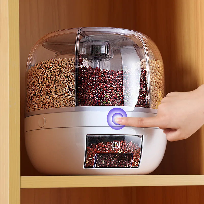 360-Degree Rotating Sealed Rice Dispenser - Moisture-Proof Kitchen Storage Container for Cereal and Grains