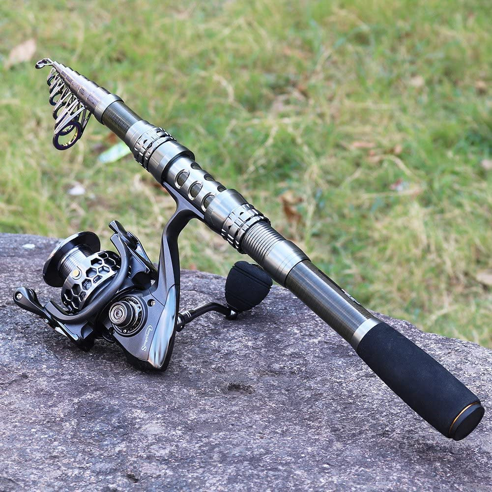 Telescopic Fishing Rod and Spinning Reel Set with Travel Case for Saltwater and Freshwater Angling