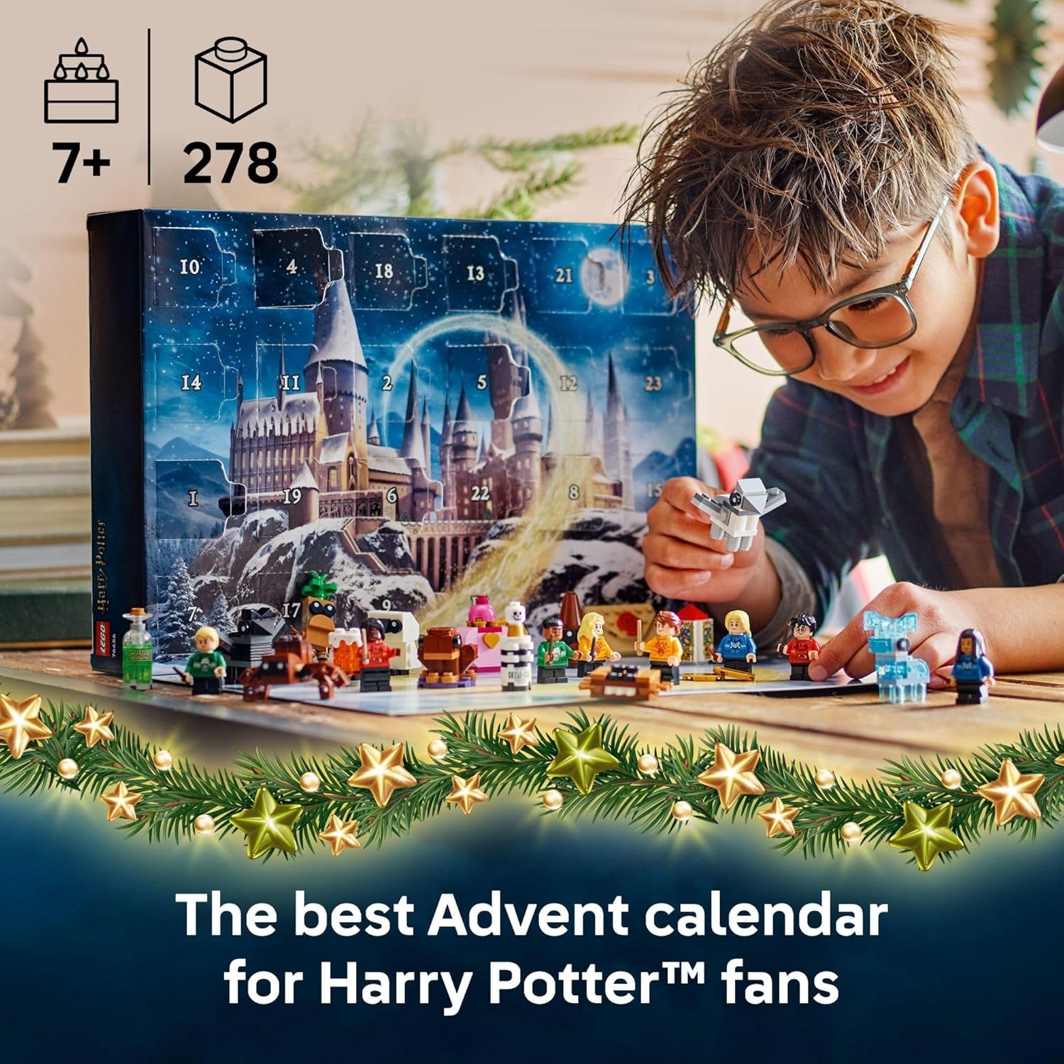 Harry Potter Advent Calendar 2025 - Holiday Countdown Set for Ages 7+, Featuring 24 Buildable Surprises Including Harry, Draco, and Luna Minifigures - Ideal Christmas Gift for Children - 76456