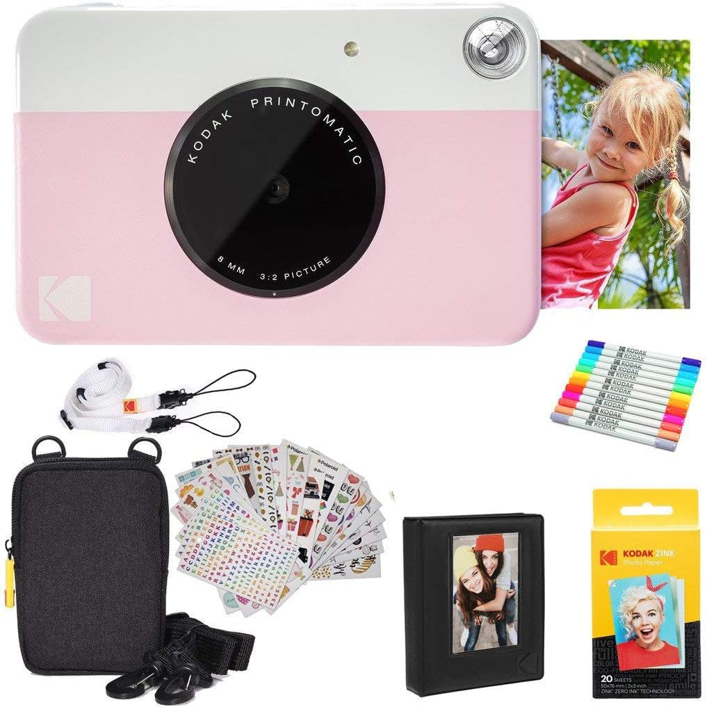Printomatic Instant Print Digital Camera - Full-Color 2x3" Sticky-Back Photos - 5MP, Portable and Creative Gift for Birthdays, Christmas, and Holidays - Pink