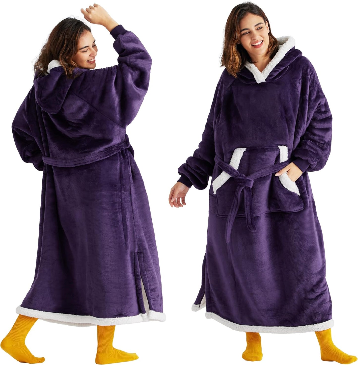 Wearable Blanket Hoodie, Cozy Long Hooded Blanket Sweatshirt as Mothers Day Hoodie Gifts for Mom Women, Standard, Black