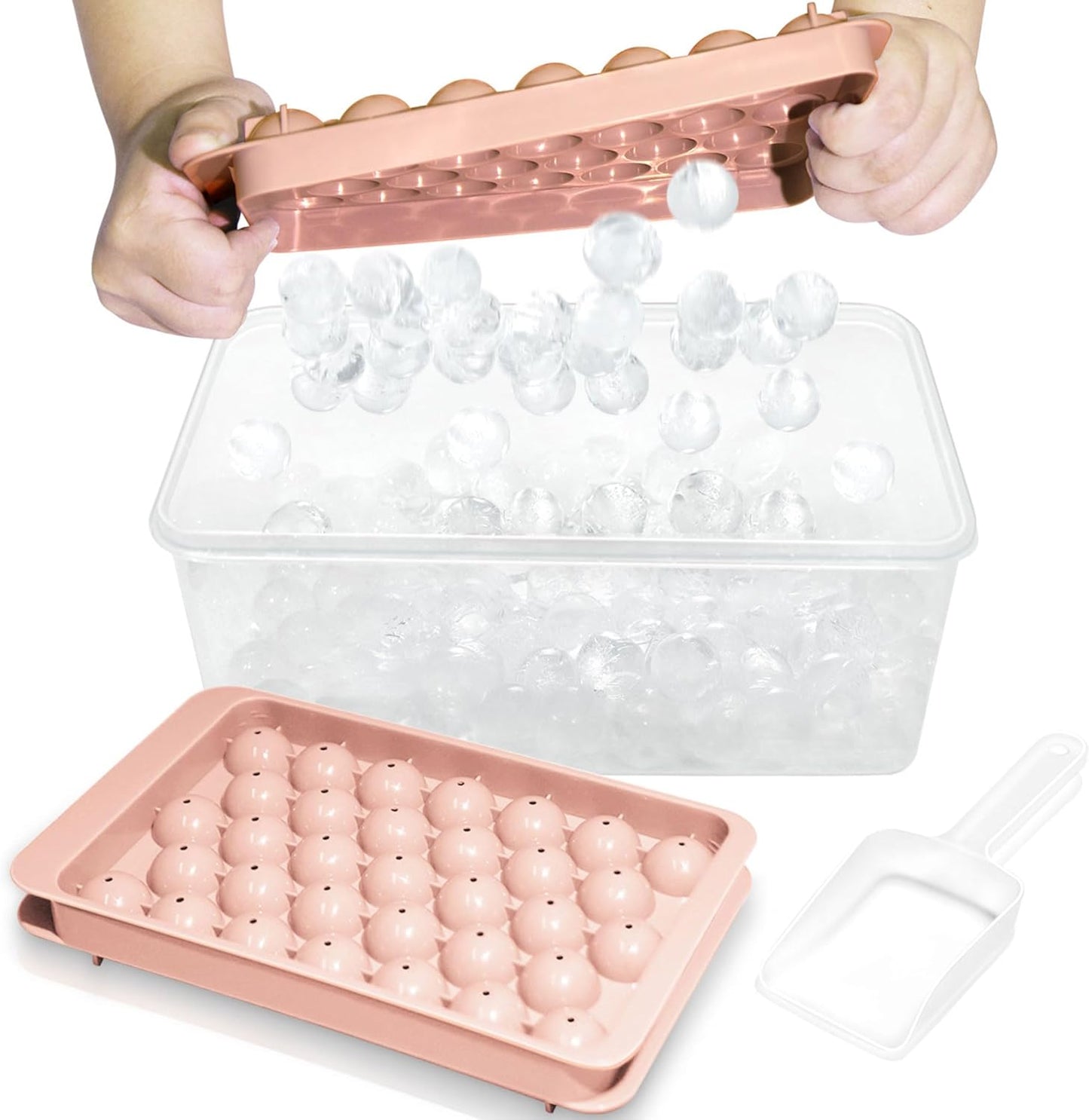 Round Ice Cube Tray with Lid and Storage Bin - Set of 2 (1") - Blue