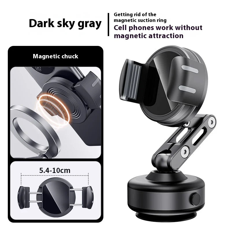 Magnetic Vacuum-Adsorption Car Mount for Smartphones - Foldable 360-Degree Rotatable Aluminum Alloy Holder