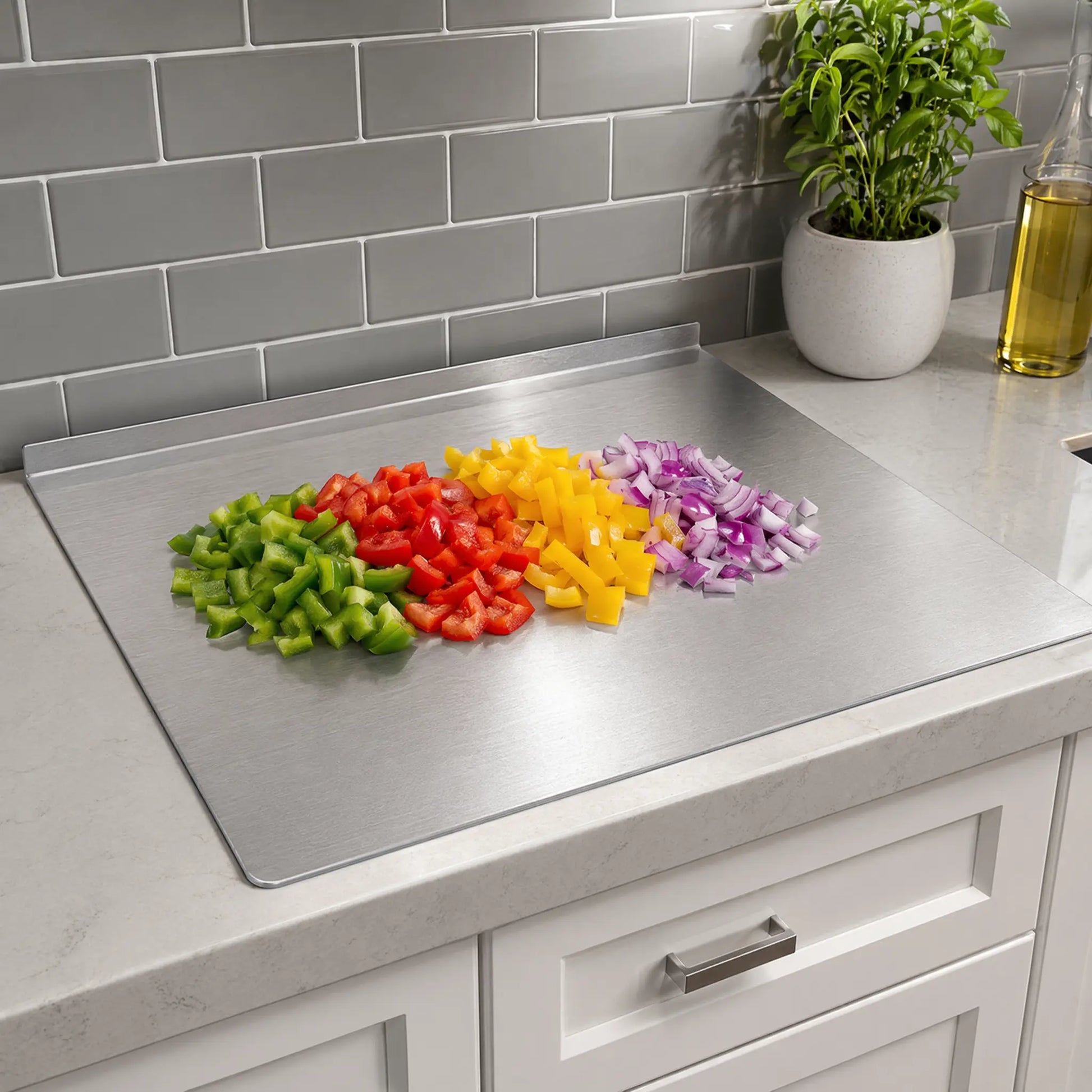 【Summer Sale Deals】Food Grade Titanium Metal Cutting Board, Durable Large Kitchen Chopping Block for Meat Fruit Veggies & Baking, Easy to Clean for Daily Cooking Use