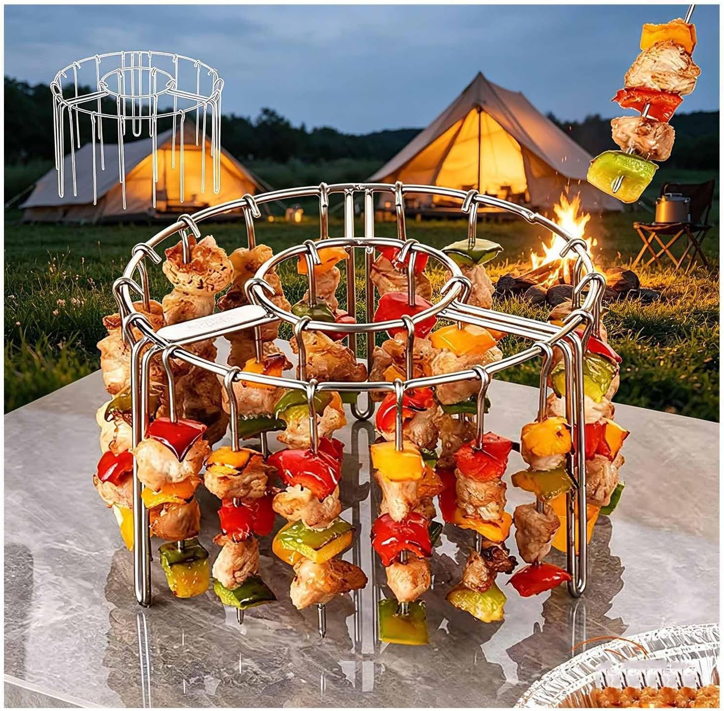 Transform Your Grilling Game with the Ultimate Air Fryer Grill Rack – Includes 48 Skewers for Perfectly Cooked Kabobs and More!