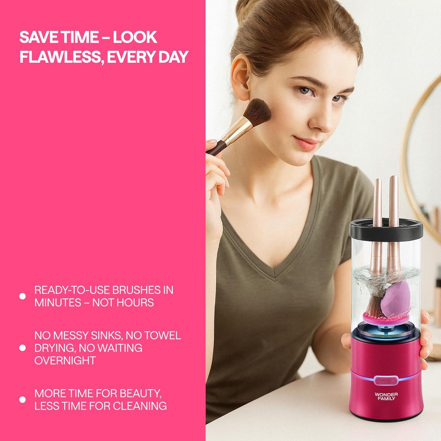 Professional 3-in-1 Automatic Electric Makeup Brush Cleaner and Dryer for Brushes, Sponges, and Beauty Tools with Stand