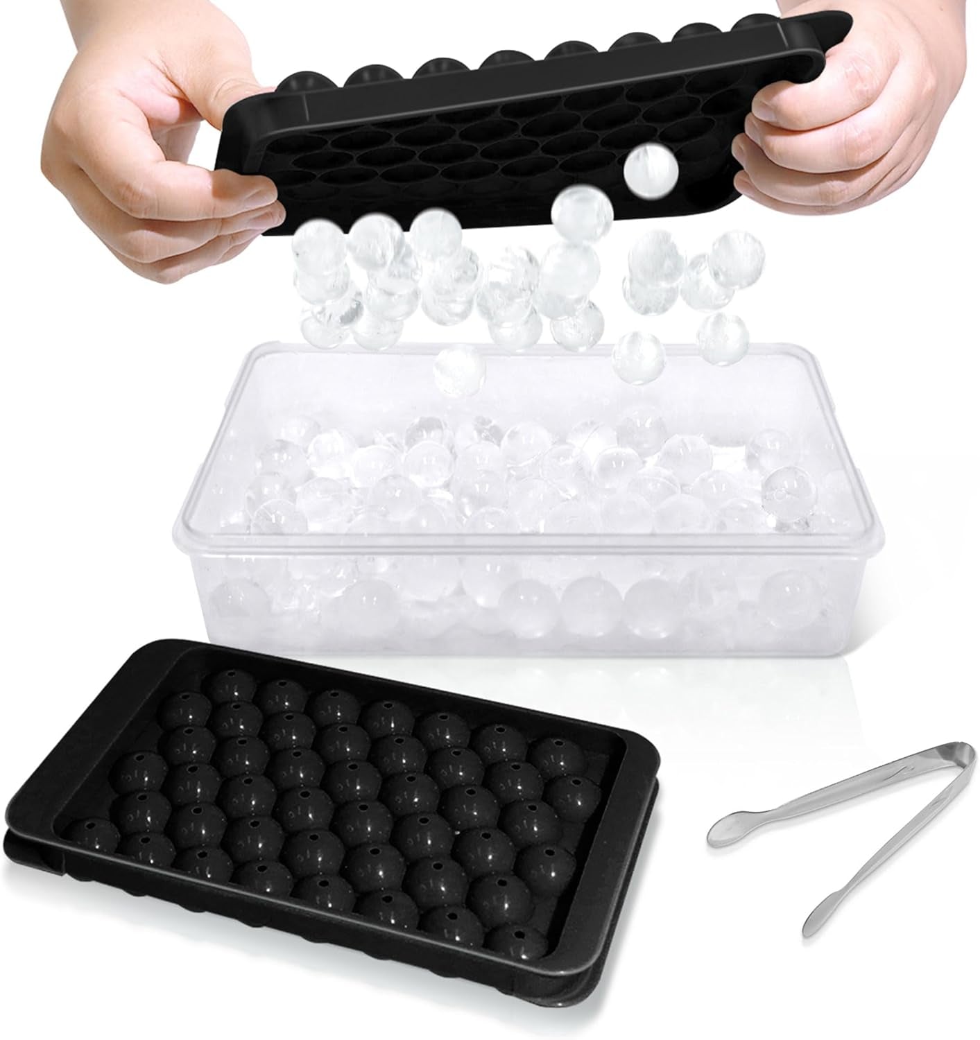 Round Ice Cube Tray with Lid and Storage Bin - Set of 2 (1") - Blue